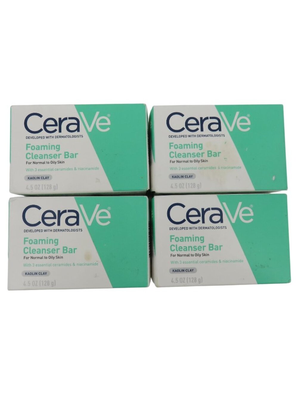 Cerave 4 Pack Foaming Cleanser Bar Normal to Oily Skin 4.5 Oz Kaolin Clay NEW